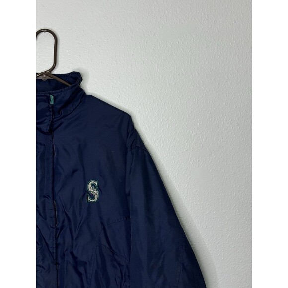 VTG Seattle Mariners Majestic Satin Bomber Jacket Fleece Lined XL **SEE PICS** - Picture 4 of 16